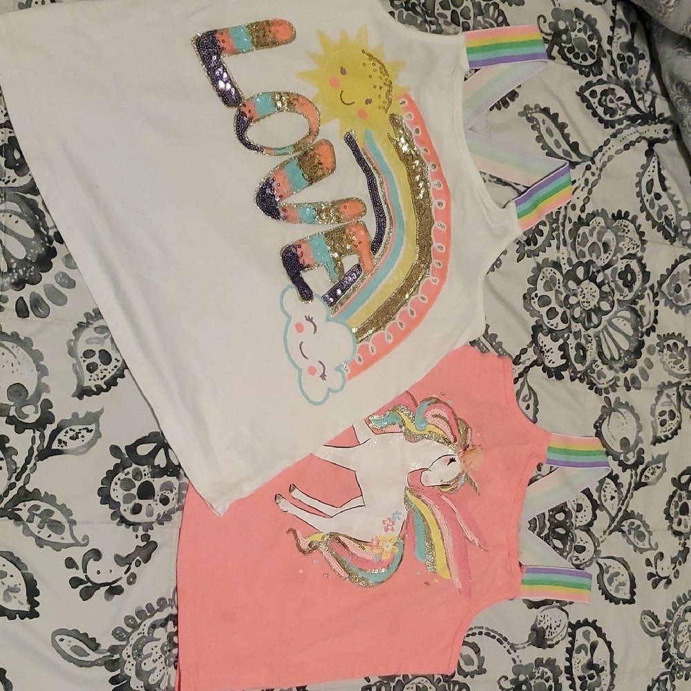 Red and White Camisole Set with Colorful Accents